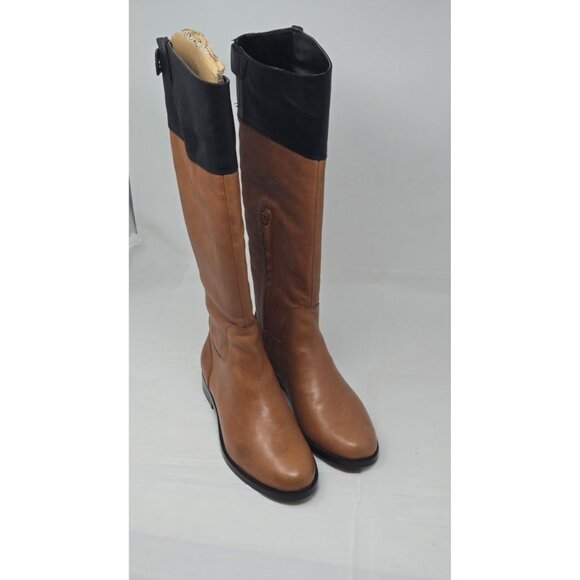 Ralph Lauren Tall Leather Riding Boots Women's Black & Brown RLL Size 8B - Picture 1 of 8
